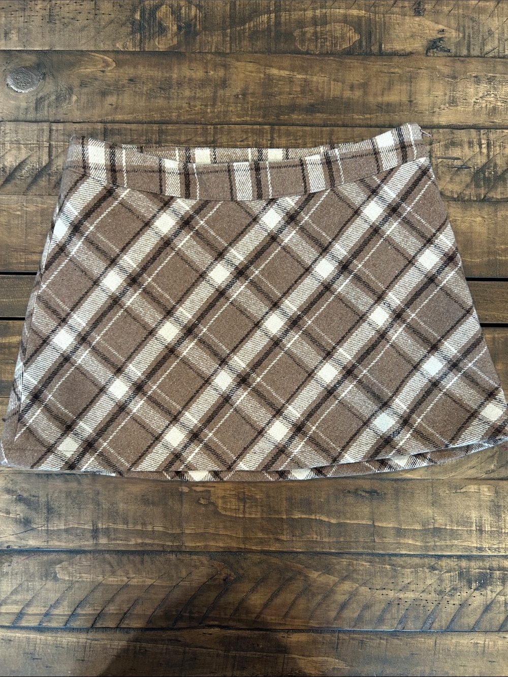NWT Windsor Brown and Cream Plaid Mini Skirt